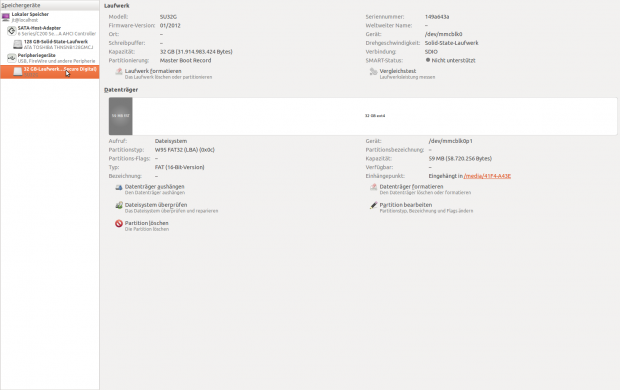 Die Partitionierung der SD-Karte unter Debian