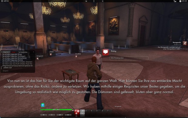 In einer Übungskammer lernt der Spieler den Umgang mit Waffen.