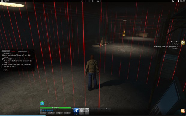 Laserfallen und Videokameras machen in einer Soloinstanz das Leben schwer.