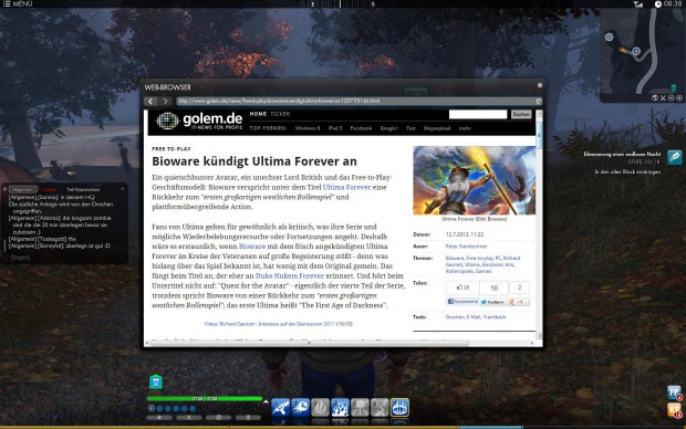 Direkt im Spiel gibt es per Browser einen einfachen Zugriffs aufs Internet.