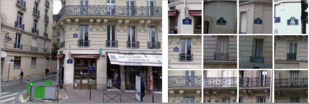 Typisch f&uuml;r Paris: Balkongitter und Stra&szlig;enschilder (Bild: Carnegie Mellon University/Inria/Ecole Normale Sup&eacute;rieure)
