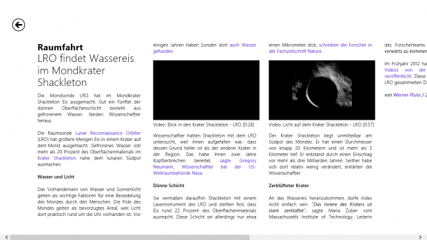 Artikelseite mit eingebetten Videos
