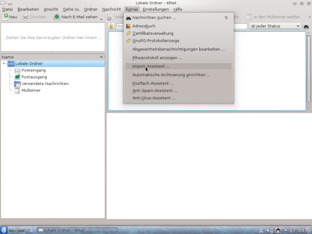 KMail erhielt einen Import-Assistenten