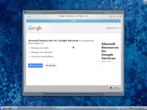 Die Zugriffsbestätigung läuft wie gewohnt ab.