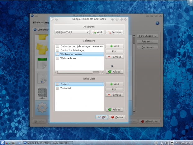 Das Akondi-Modul zeigt Kalender und Aufgaben aus den Google-Konten.