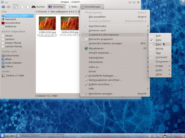 Dolphin zeigt Metadaten von Dateien...