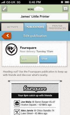 Web-App für den Little Printer (Bild: Berg) 