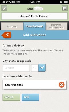 Web-App für den Little Printer (Bild: Berg) 