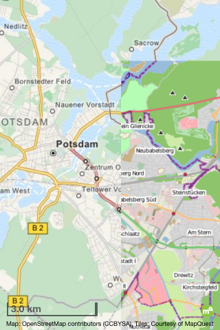 Die Karten sind nicht nachtr&auml;glich zusammengesetzt. Im Raum von Berlin zeigte unsere Anwendung dank Offlinedaten zum Teil beide Kartentypen an.