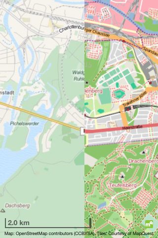 Mapquest wirkt weniger &uuml;berladen. Openstreetmap ist anstrengender zu lesen.