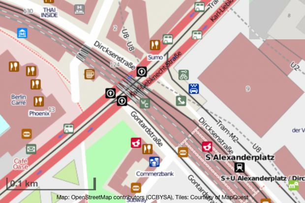 OSM-Daten sind hilfreich, wenn der Nutzer Apotheken, Taxist&auml;nde, Banken oder WCs sucht.