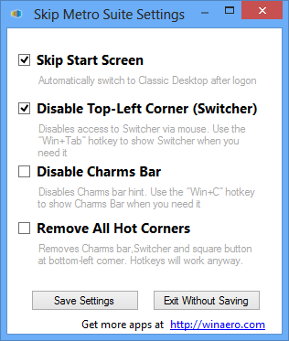 In den Einstellungen l&auml;sst sich nicht nur der Desktop als Startbildschirm aktivieren, sondern auch die Eckennavigation anpassen.