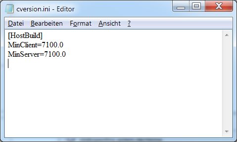 So muss die Datei cversion.ini geändert werden. (Screenshot: Golem.de)