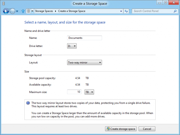 Einrichten der Storage-Virtualisierung unter Windows 8