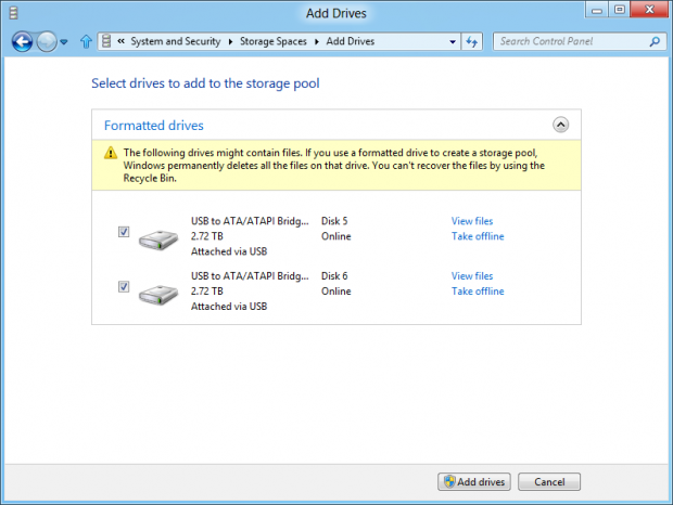 Einrichten der Storage-Virtualisierung unter Windows 8