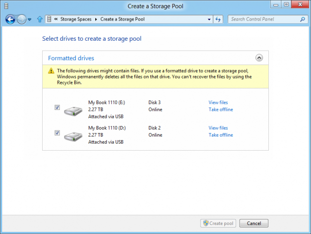 Einrichten der Storage-Virtualisierung unter Windows 8
