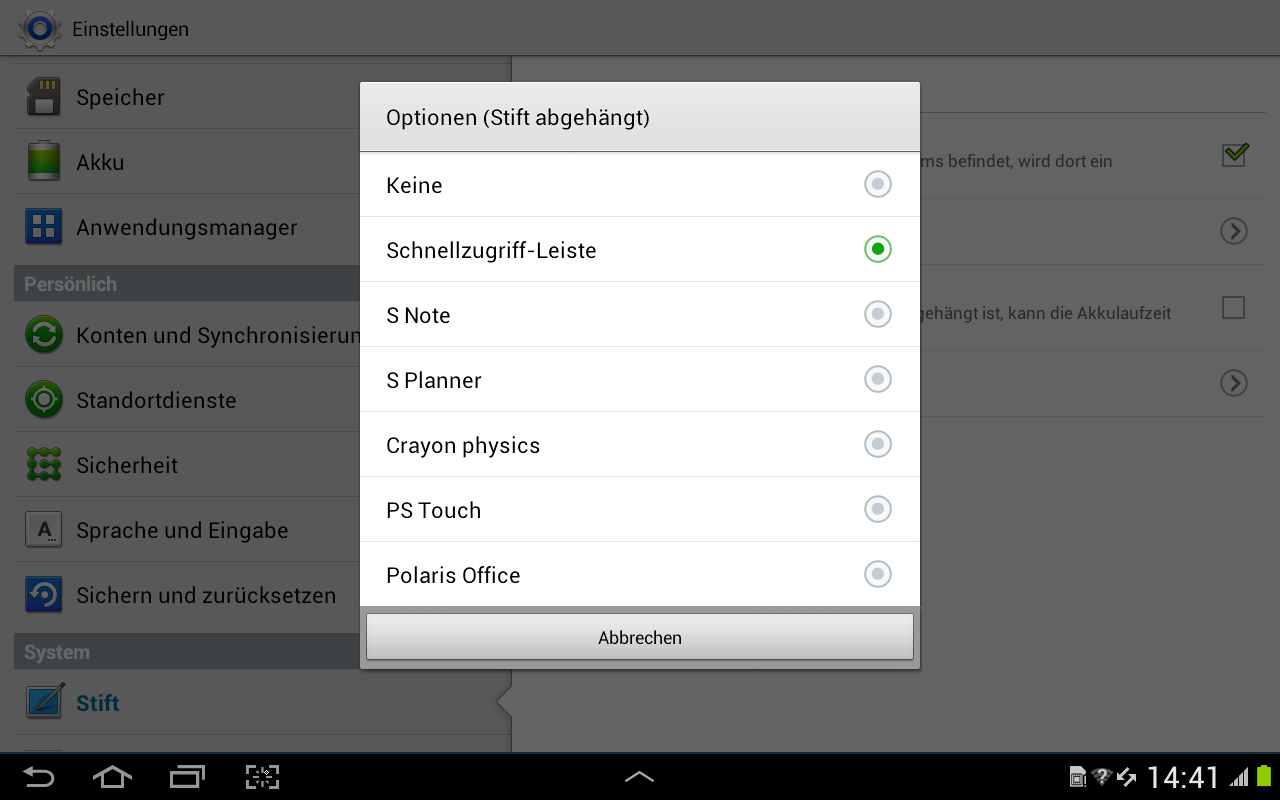 Die Handschrifterkennung ist gut versteckt Samsung Galaxy Note 10.1