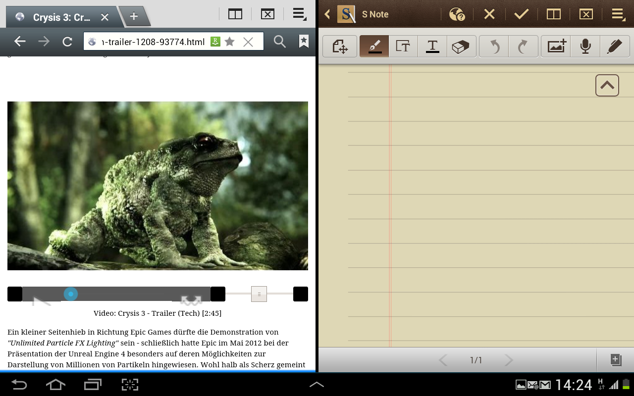 Die Handschrifterkennung ist gut versteckt Samsung Galaxy Note 10.1