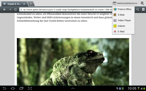 Der Anwendungen, die im Splitscreenmodus funktionieren