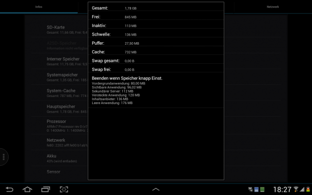 ...und 2 GByte Arbeitsspeicher.