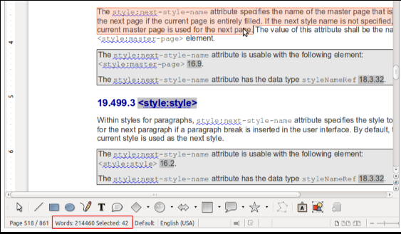 Die Wortanzahl findet sich nun auch in der Statusleiste. (Bild: libreoffice.org - CC-BY-SA 3.0)