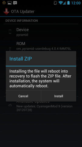 Die App f&uuml;r automatische Updates vom OTA Update Center (Screenshot: OTA Update Center)