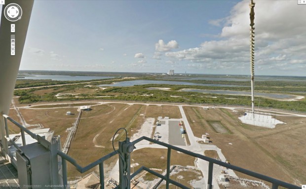 Blick von der Startrampe der Raumf&auml;hren. (Bild: Google/Golem.de)