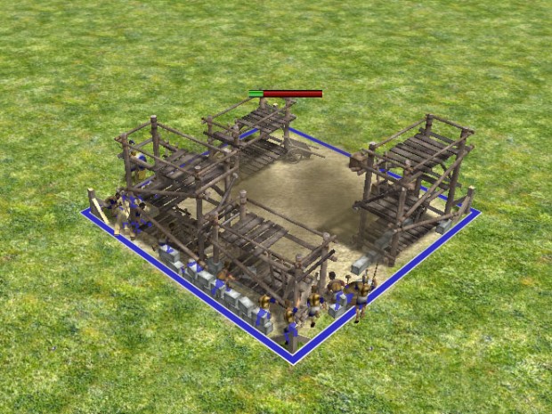 Beim Bau von Objekten werden Gerüste angezeigt.