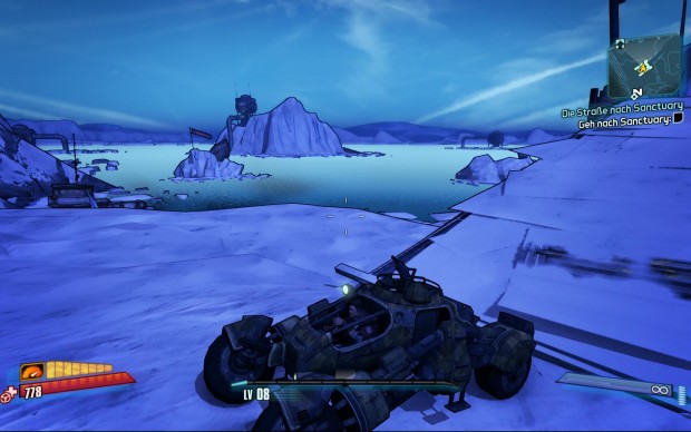 Größere Distanzen überwinden wir per Vehikel - bei dem vor allem die Steuerung am PC wenig Freude macht.