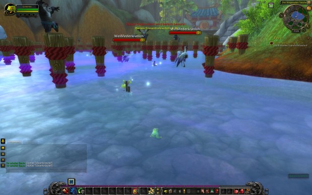 An einer Stelle verwandeln wir uns in einen Frosch -und werden prompt von Kranichen angegriffen.