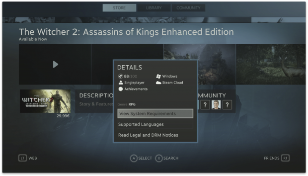 Die Detailseite für Spiele