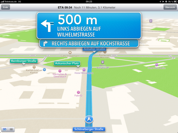 Wir mussten die Navigation neu starten.