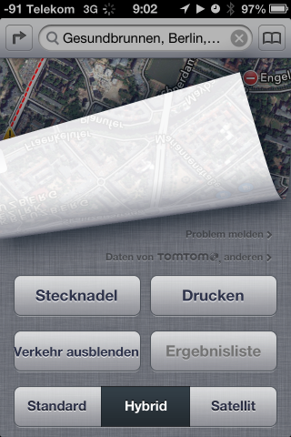 Die deutsche Sprache passt gerade so in die Felder der App.