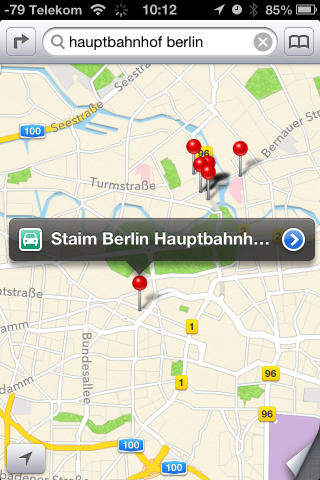 Die Suche nach dem Hauptbahnhof zeigt seltsame Ergebnisse an.