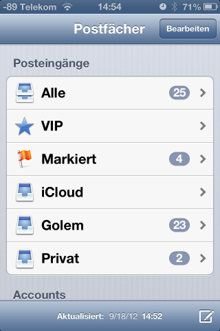 Es gibt jetzt als Neuerung auch ein VIP-Postfach.