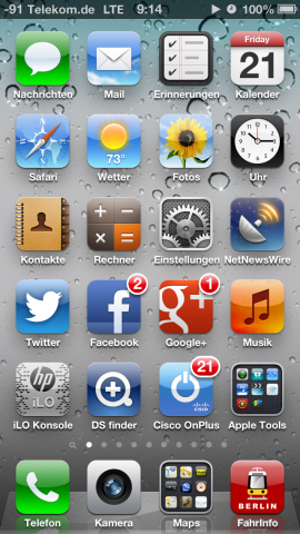 In der App-Übersicht ist Platz für vier weitere Anwendungen.