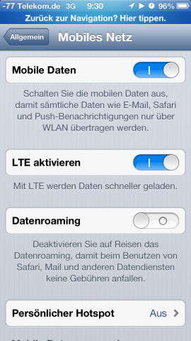 LTE lässt sich abschalten.