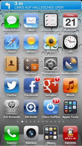 Navigation auf dem iPhone 5 im Hintergrund