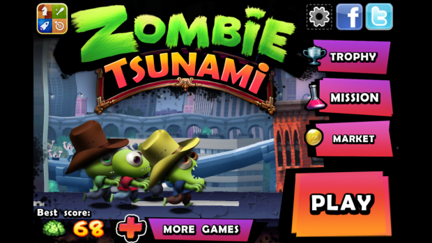 Zombie Tsunami ohne Anpassung. Balken sind links und rechts zu erkennen.