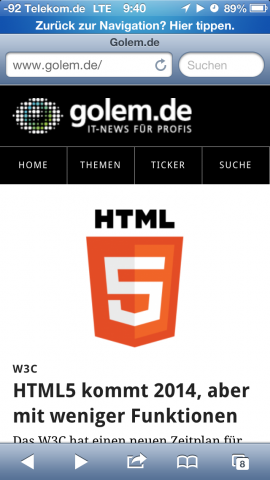 Browser auf dem iPhone 5