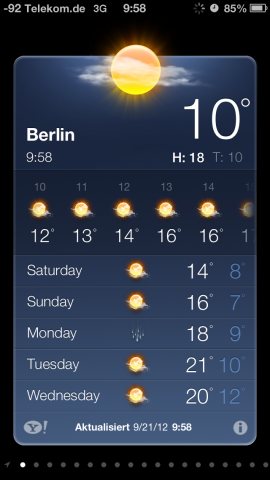 Die Wetter-App ist etwas angepasst worden.