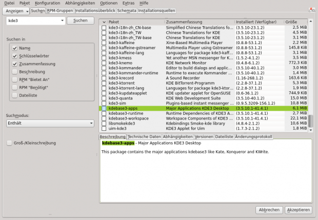 KDE 3.5.10 kann installiert werden.