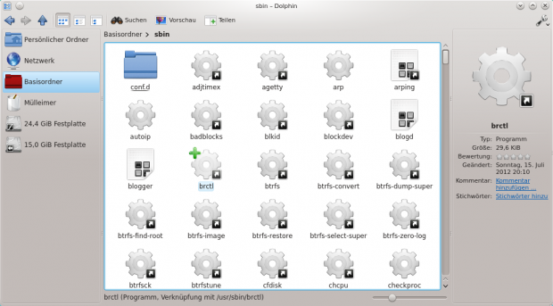 Die Btrfs-Progs sind schon nach /usr/sbin veschoben wurden, Verknüpfungen von /sbin sind vorhanden.