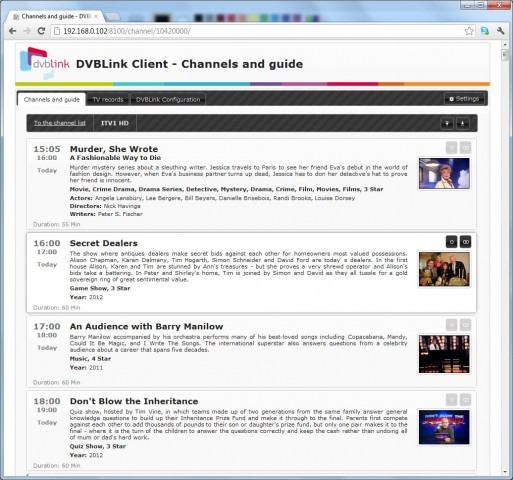 Blick auf DVBLogics EPG im Webbrowser (Bild: DVBLogic)