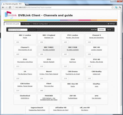 Blick auf DVBLogics EPG im Webbrowser (Bild: DVBLogic)