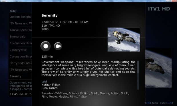 DVBLogics XBMC-Client kann zum Zugriff auf den NAS-PVR genutzt werden (Bild: DVBLogic)