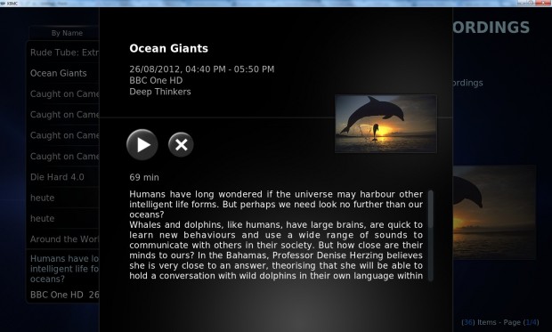 DVBLogics XBMC-Client kann zum Zugriff auf den NAS-PVR genutzt werden (Bild: DVBLogic)