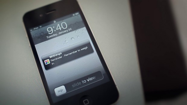 Withings Online-Waage WS-30 - die App erinnert ans Gewichtmessen und ermöglicht es Zielvorgaben festzulegen. (Bild: Withings)