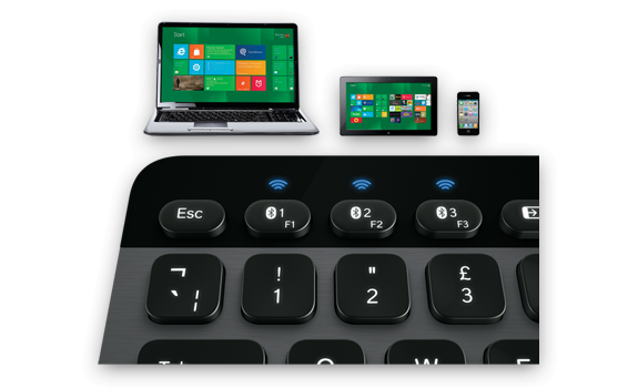 Umschalttasten der Logitech-Tastatur K810 (Bild: Logitech)