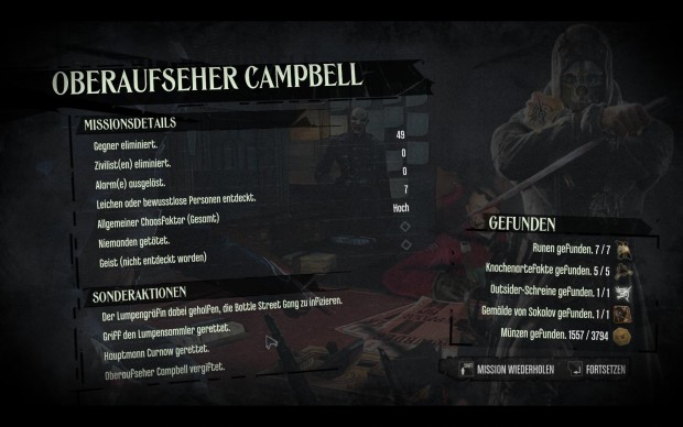 Am Ende der Missionen gibt es eine Übersicht, wie wir uns geschlagen haben.